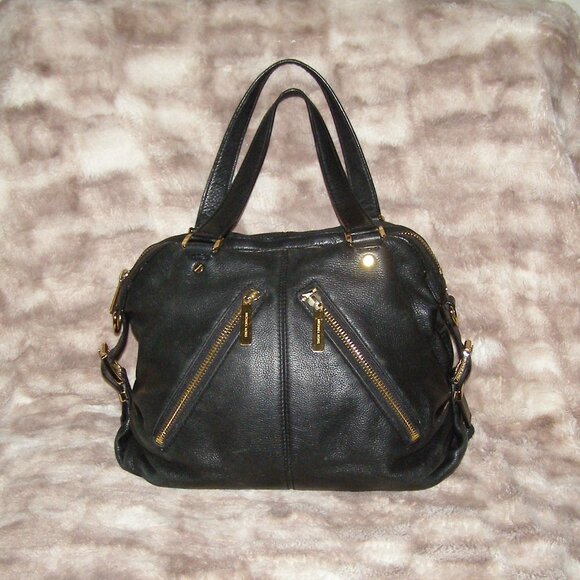 Michael Kors MK Portland Black Pebbled Leather Hobo Tote Shoulder Bag Purse - Picture 1 of 14